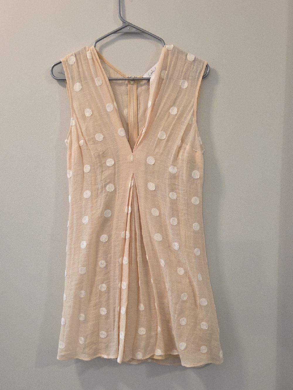L'Academie Cream Polka Dot V-Neck Mini Dress